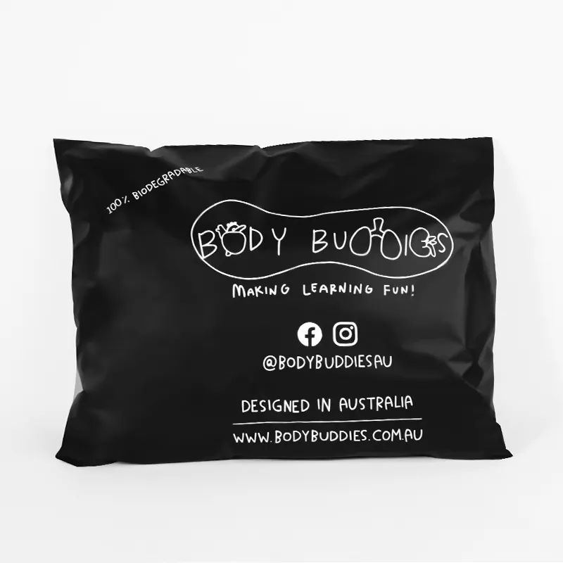 100% Biodegradable Negro 10x13 pulgadas Ropa Polymailer Bolsas de envío Sobres de plástico personalizados Bolsas de embalaje de correo