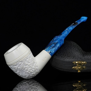 Tubería de sepiolita de piedra natural en bruto, pipa de tabaco con filtro tradicional antigua tallada a mano - Product Image 4