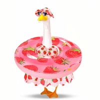 Adorable tenue d'oie fraise, ensemble 4 pièces pour l'été avec chapeau et bouée de natation pour oie de véranda de 23 pouces