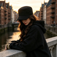 Gorra plana vintage de lona de algodón a rayas, deportiva, unisex, para exteriores, informal, estilo urbano, con estampado puff común