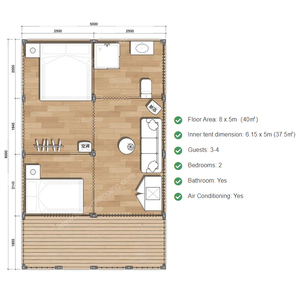 Khung Gỗ Aries Ngoài Trời Sang Trọng Châu Phi Sa Mạc Cắm Trại Glamping Vải Safari Khu Nghỉ Mát Khách Sạn Lều Nhà Với Phòng Tắm - Product Image 5