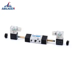 Válvula solenoide, 4M, serie 4M110, 4M210, 4M310, 220V, 110V, 24V, 12V, 5 puertos, Terminal de 2 posiciones, tipo ojal, solenoide individual/Doble