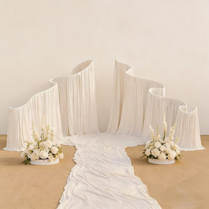 Manufacturer Direct Luxury Graceful Ivory Metal Curved Wave Arch <strong>Backdrop</strong> <strong>Stand</strong> for Nuptial Ceremonies Commencement Events - Product Image 1