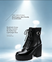 Bottes de combat montantes pour femme à coupe large pour pieds larges, doublées polaire, hiver, talon de 8 cm, fermeture éclair, soutien de la voûte plantaire, respirantes et chaudes