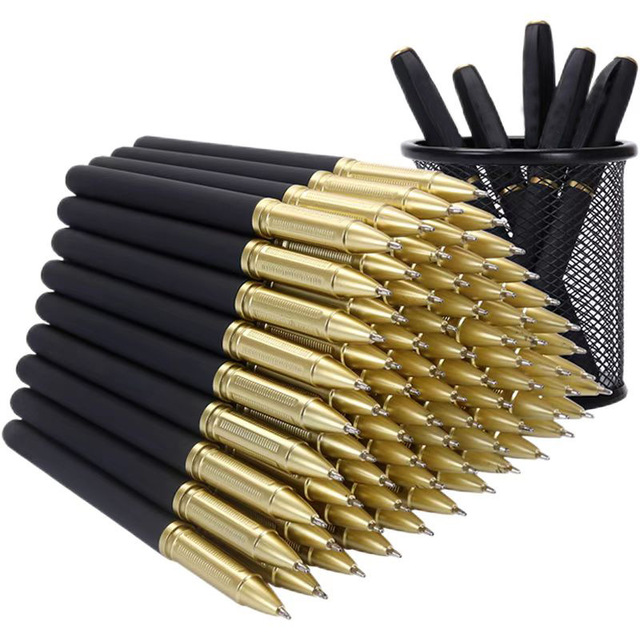 Customizable Pens 1 PC Black Plastic Ballpoint LOGO Pen With 0.7mm Writing Width Gold Black Silver Ink for Office and School