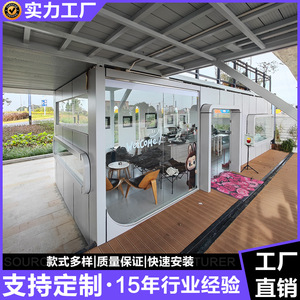 ร้านค้าสำนักงานจัดแสดงสินค้าร้านกาแฟดีไซน์อุตสาหกรรมบ้านคอนเทนเนอร์ทรงสี่เหลี่ยมผืนผ้าจากตู้คอนเทนเนอร์ดัดแปลง - Product Image 5