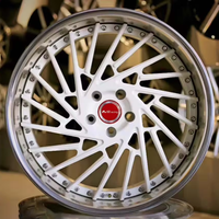 Jantes de voiture HOP personnalisées forgées en deux parties en alliage d'aluminium, design concave à 5 trous, finition noire, ajustement universel