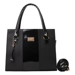 Sac fourre-tout décontracté pour femme Fana Irem, noir, cuir véritable, doublure en nylon, grande capacité, fermeture à glissière, deux poignées, usage quotidien - Product Image 1