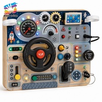 Tableau d'activités en bois sur le thème de l'espace Magicolor avec volant de simulation lumineux et sonore, jouet éducatif sensoriel pour faire semblant de conduire