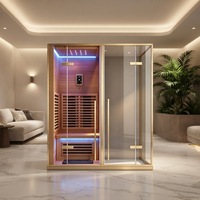 Sauna Exterior de Lujo Moderna Personalizable 2026 con Pantalla de Ordenador, Baño de Vapor Húmedo y Ducha Separada de Madera Sólida