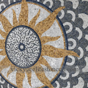 فاخر مخصص تصميم أرضية رخامية نفاثة للماء بلاط فسيفساء ميدالية مستطيلة نمط ميدالية رخامية مستديرة - Product Image 4