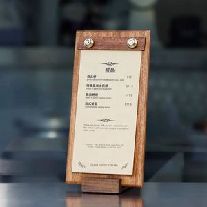 Solid Walnut Wood Standing Menu Holder Durable and Elegant Wooden Menu <b>Board</b> for Restaurant Wine Drinks and Food Menus Display - Product Image 1