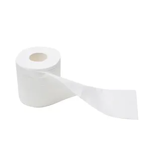 Vente en gros de papier toilette gaufré écologique 2 couches, rouleau de mouchoirs de salle de bain, gaufrage de points blancs/fleurs 14-18gsm