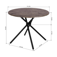 Table basse noire de style industriel, ronde, en bois, vintage, de couleur marron, pour cuisine, salon, salle à manger, modèle