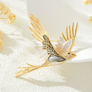 Fashionable Enamel Bird Brooch Zinc Alloy Women's Gift Accessory Elegant Animal Shape Micro Insert Design - Product Image 1