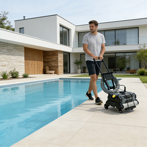 Robot <span class=keywords><strong>Limpiafondos</strong></span> Automático con Cable y Filtro Eléctrico Subacuático con Carro de Transferencia Profesional, Función Plug and Play - 25M - Product Image 1
