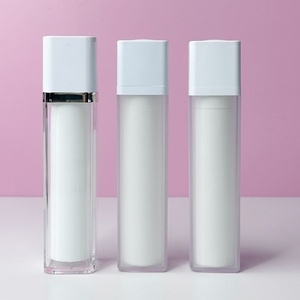 Flacon pompe airless carré de luxe remplaçable 30 ml 50 ml, flacon pompe airless pour lotion, flacon pompe airless pour crème solaire, flacons pompe airless pour cosmétiques - Product Image 3