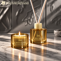 Bouteille vide en verre jaune pour diffuseur de parfum, ensemble de pots à bougies, récipient personnalisé pour l'aromathérapie, emballage de parfum PPWR