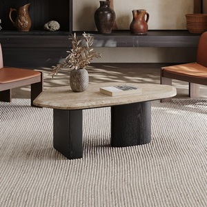 <span class=keywords><strong>Table</strong></span> basse nordique en bois massif <span class=keywords><strong>Table</strong></span> à thé en marbre de Style Wabi-sabi Salon Maison <span class=keywords><strong>Table</strong></span> basse en ardoise de noyer noir - Product Image 4
