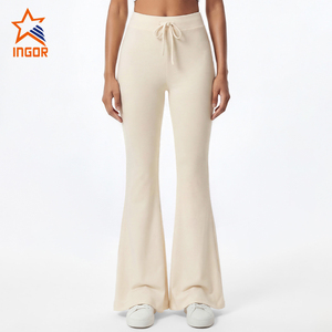 Leggings <span class=keywords><strong>de</strong></span> Yoga con Logo Personalizado al por Mayor para Mujer, Pantalones <span class=keywords><strong>de</strong></span> Yoga con Cintura Alta y Cordón Ajustable, <span class=keywords><strong>de</strong></span> Nailon y Spandex Ultra Suaves - Product Image 1