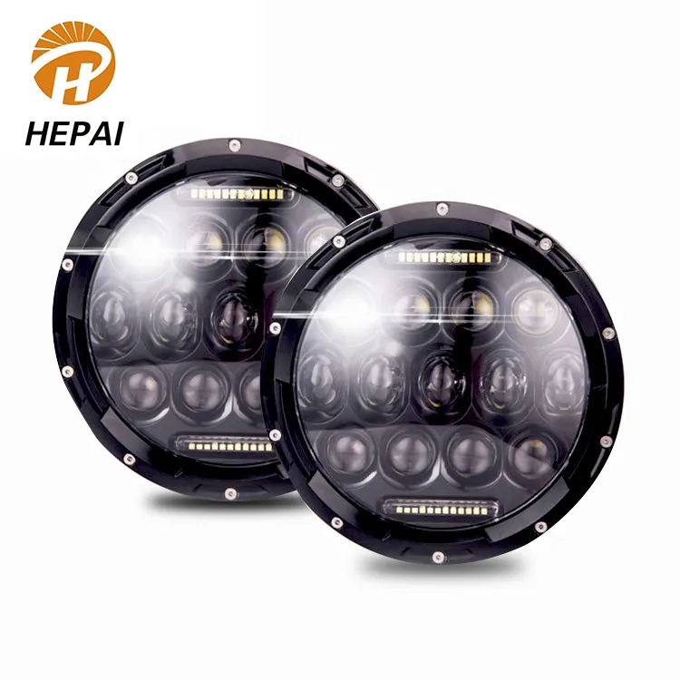 HEPAI otomatik far 5 "65w 5.75 inç 7 inç yuvarlak motosiklet araba led far 7 inç