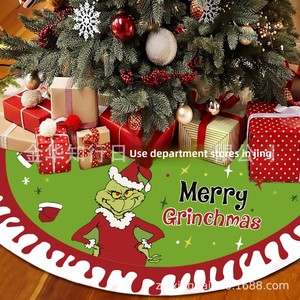 Gonna per Albero di Natale Rotonda in Velluto con Stampa <span class=keywords><strong>Grinch</strong></span> e Fiocchi di Neve per Feste - Product Image 2
