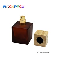 Flacons de parfum cosmétiques vides en verre de 50 ml, forme rectangulaire, avec couvercles noirs