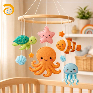 Giocattoli in legno per bambini e bambini presepe musicale in feltro Mobile fatto <span class=keywords><strong>a</strong></span> <span class=keywords><strong>mano</strong></span> simpatici animali volpe nuvola di sole stella luna Baby Mobiles asilo nido culla appesa - Product Image 6