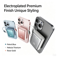 Chargeur portable personnalisé 20000 mAh PD22.5W, batterie externe à double ligne, coque électroplaquée, charge rapide, matériau ABS, Type-C pour