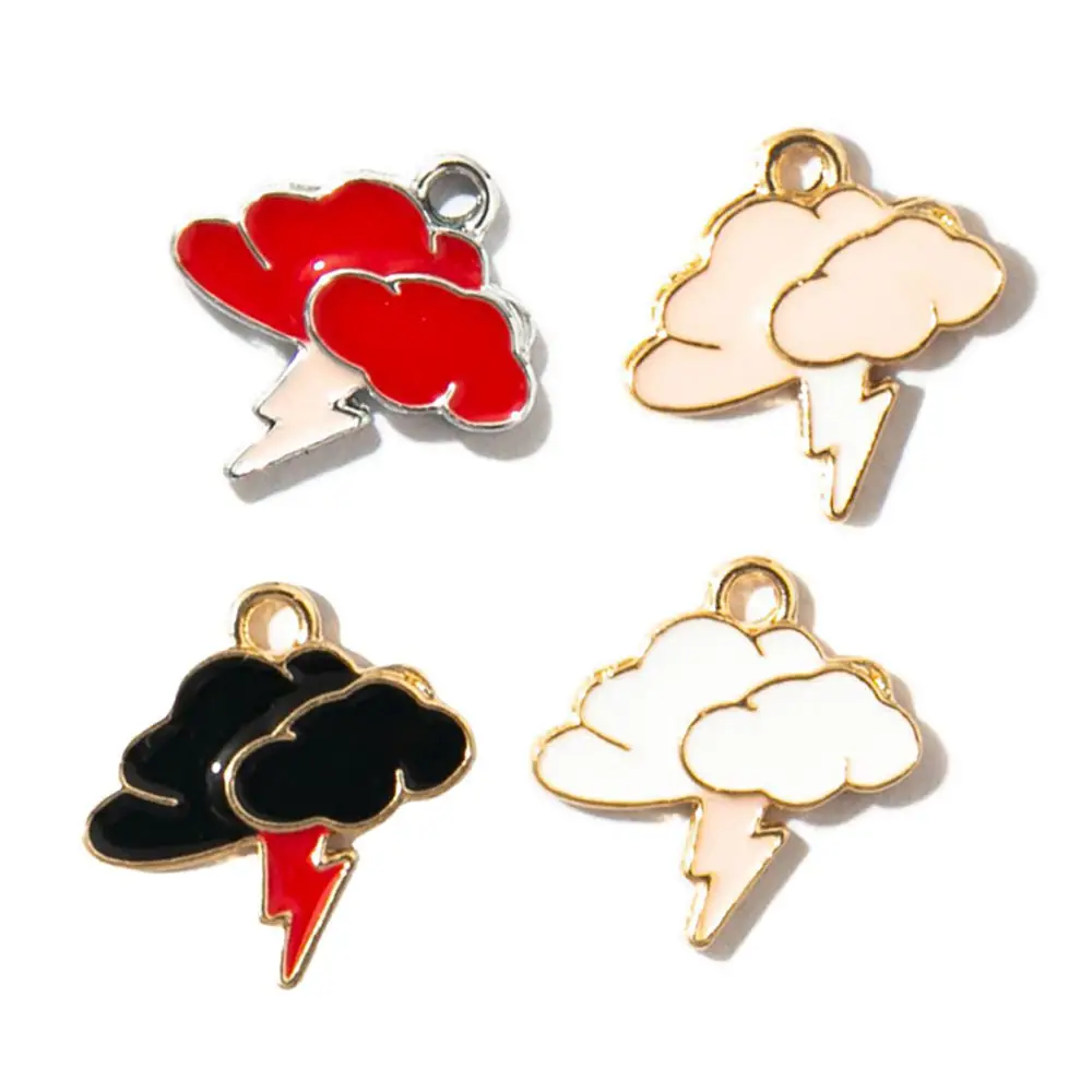 Colorful Enamel Lightning Cloud Charm Bracelet Pendant Necklace Keychain For Woman Diy Accessories Jewelry Gift