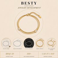 Gelang Rantai Berlapis Mutiara Baja Tahan Karat 316L Lapis Emas 18K untuk Wanita, Tahan Air, Hipoalergenik, Dapat Disesuaikan, Grosir Perhiasan