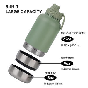 Comedero Portátil para Mascotas de Acero Inoxidable 2 en 1 con Logotipo Personalizado, Botella de Agua para Perros de Viaje de 32 oz con Contenedor de Alimentos - Product Image 4