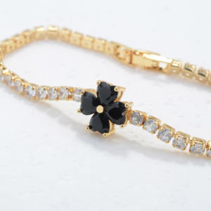 Pulsera de Trébol de Cuatro Hojas con Diamantes de Lujo, Color Flor, 3MM, 18CM, Pulsera de Oro, Circonita Cúbica, Pulsera de Tenis con Flor Arcoíris - Product Image 4