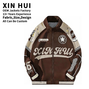 เสื้อแจ็คเก็ตแข่งรถแบบ OEM สำหรับผู้ชาย คุณภาพสูง สตรีทแวร์ ปักลาย เสื้อแจ็คเก็ตบอมเบอร์ ขายส่งจำนวนมาก เสื้อแจ็คเก็ตแทร็คแบบปะติดปะต่อ - Product Image 1