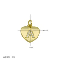 Collier pendentif en or avec nom personnalisé, design original, cœur d'amour, cœur pêche, 26 lettres anglaises, incrusté de zirconium, vente en gros