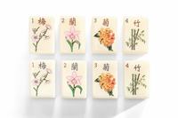 Mahjong Tradisional Cina Chinoiserie Amerika Warna Krem Gading Ubin Mahjong Akrilik Phoenix Plum Blossom Bambu Kupu-kupu Joker