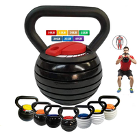 Kettlebell réglable en acier de 16/18/24 kg avec base en caoutchouc portable pour l'entraînement de force à domicile