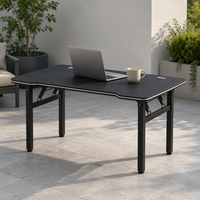 Table pliante renforcée, bureau portable moderne en métal, aspect fibre de carbone, surface en MDF, empilable, facile à transporter, utilisation intérieure et extérieure