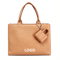 Sac fourre-tout en cuir pour femme avec logo personnalisé, fabrication OEM/ODM, étiquette privée, avec mini porte-cartes, grande capacité, sac à main de travail