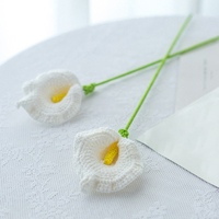 Bouquet au crochet fait main, fleur au crochet tricotée, lys calla chaud et romantique, décoration d'intérieur, cadeau de fête pour la Saint-Valentin