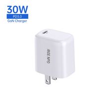 Adaptateur de chargeur USB Gan pour Royaume-Uni, UE, États-Unis, Mini USB C PD 3.0 GAN 30w Type C Chargeurs portables pour téléphone portable et ordinateur portable