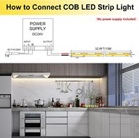 Bande LED COB en rouleau, 384 LED/m, 10 mm de large, 24 V, bandes LED flexibles sans points, découpables, IP20, auto-adhésives, pour éclairage intérieur