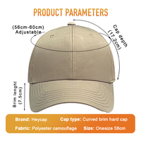 Gorra de Béisbol Heycap, Malla Transpirable, Parte Superior Rígida, Poliéster, Logotipo Bordado en 3D Personalizado, Forro de Camuflaje, Visera Curva