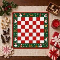 Tapis de jeu d'échecs en caoutchouc personnalisable de luxe avec impression de Noël, antidérapant et pliable