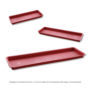 Plato Rectangular de Plástico Rojo Terracota (<span class=keywords><strong>M</strong></span>) para Macetas, sin Orificios de Drenaje, Diseño Protector para Uso en Jardín - Product Image 2