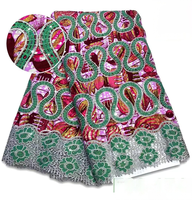 Kain Ankara Wax Cetak Nigeria Berkualitas Tinggi 3D 5 Yard, Batik Super Grand Afrika Bordir Renda Emas, Bernapas, Cocok untuk Pernikahan