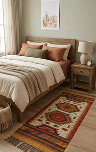 Tapis de couloir en laine et jute fait main, style bohème tribal, rustique, pour entrée, couloir, décoration intérieure - Product Image 3