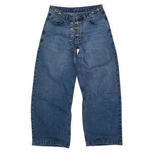 Jeans Personalizados para Hombre, 100% Algodón, Corte Bajo, Estilo Oversize, Lavado Azul, Cierre Tipo Bombero, Jeans Holgados Colossus - Product Image 4