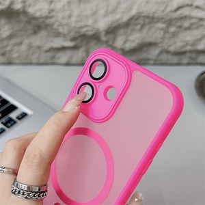 Korean Stylish Magnetic Matte Phone Case for iPhone 16 15 14 13 12 11 Pro Max Plus Simple <b>Lens</b> <b>Protector</b> Shockproof Back Cover - Product Image 2