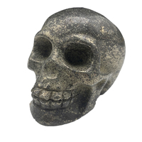 Commercio all'ingrosso Mano madecrystal figurine lucido Calcopirite Cristallo Di Quarzo Skulls Artigianato per il regalo Di Halloween